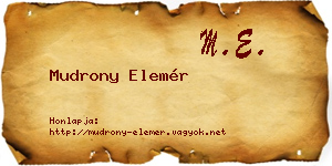 Mudrony Elemér névjegykártya